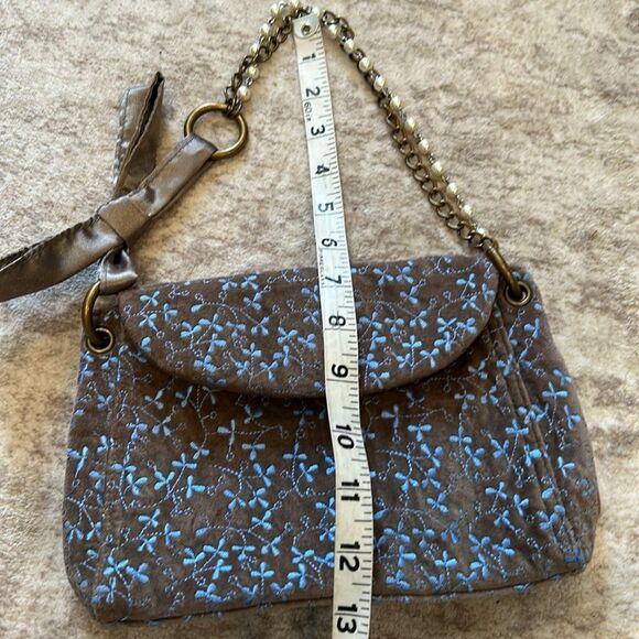 Gap velvet Embroidered Brown and Blue Women's Bag - Picture 6 of 8